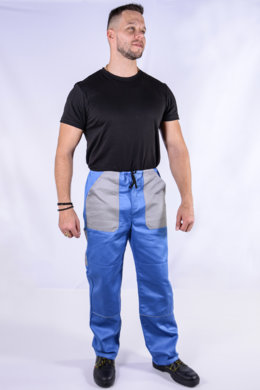 Nohavice na šnúrku  (sv. modro -sivé) výška 194  - VYROBENÉ NA SLOVENSKU