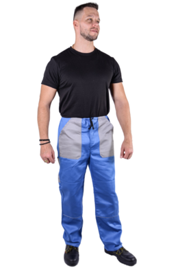 Nohavice na šnúrku  (sv. modro -sivé) výška 182  - VYROBENÉ NA SLOVENSKU