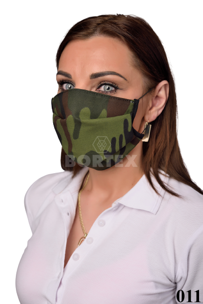 Rúško bavlnené na tvár B03-BORT (dvojvrstvové-100% bavlna) - maskáčové 011 - VYROBENÉ NA SLOVENSKU