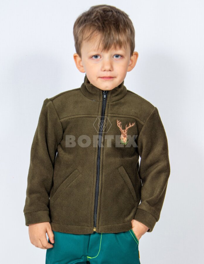 Detská flísová mikina s výšivkou jeleňa - VYROBENÉ NA SLOVENSKU