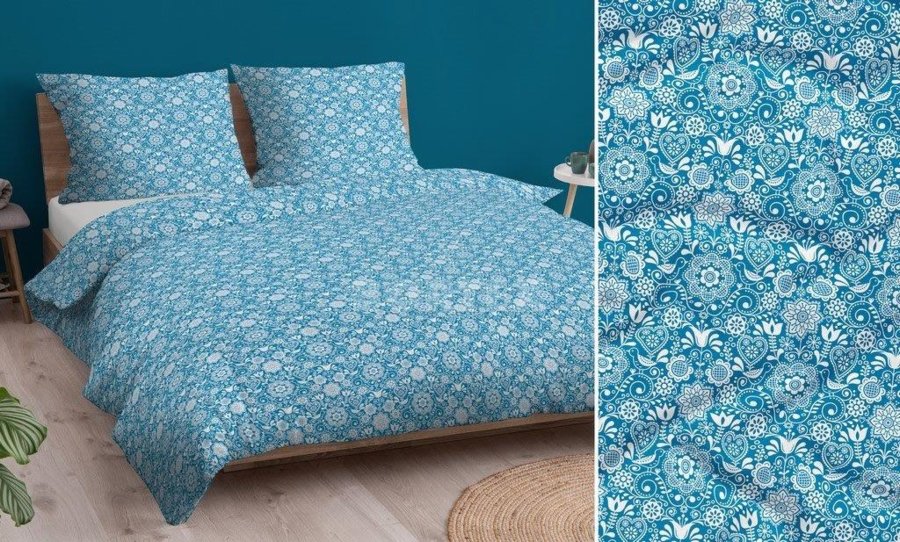 Bavlnené obliečky 1+1 farebné - tyrkysové - rozmer: 70x90cm + 140x200cm   - VYROBENÉ NA SLOVENSKU