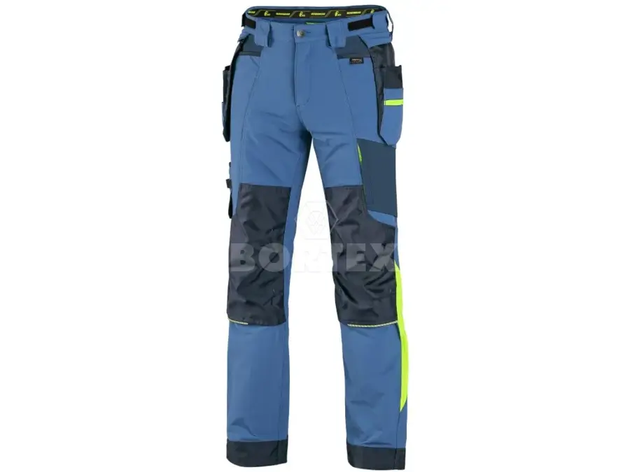 Pracovné nohavice CXS NAOS - modro-modré+HV žlté doplnky