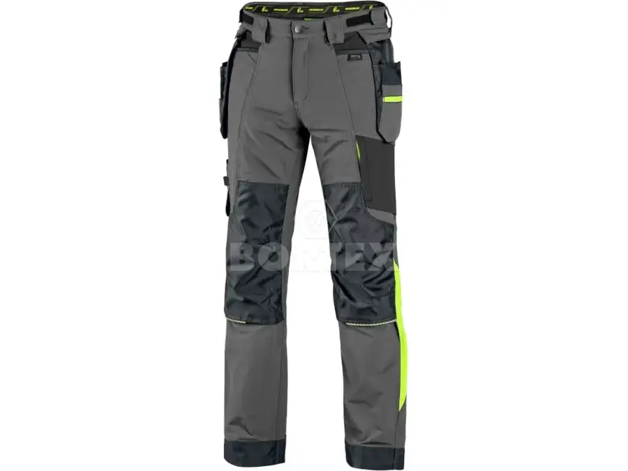 Pracovné nohavice CXS NAOS - sivo-čierne+HV žlté doplnky