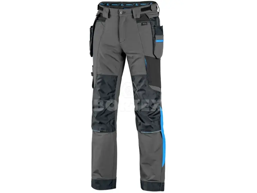 Pracovné nohavice CXS NAOS - sivo-čierne+HV modré doplnky