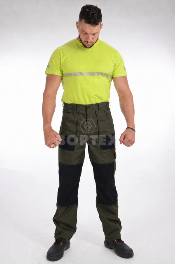 Nohavice pracovné MAJSTER - pánske - khaki+čierna - VYROBENÉ NA SLOVENSKU