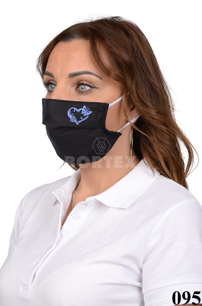 Rúško antibakteriálne na tvár 2VR-1xBa,1xAg s ozdobným ornamentom-výšivka (svetlo modrá)