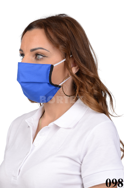 Rúško antibakteriálne na tvár -BORT,dvojvrstvové-1vrstva(100%bavlna), 1vrstva (100%polyester s iónmi striebra) - modré 098 - VYROBENÉ NA SLOVENSKU