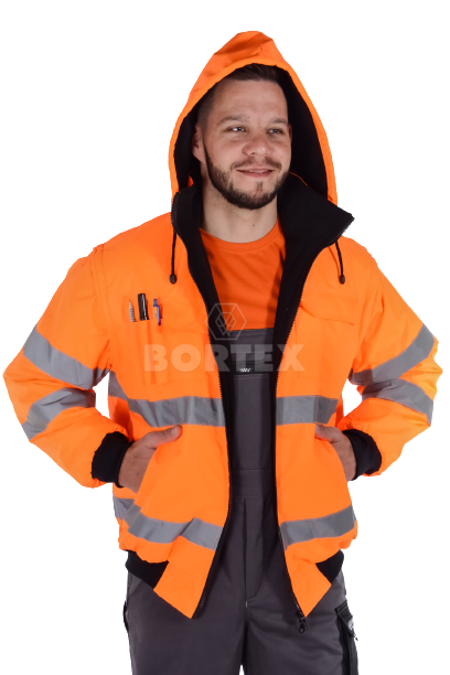 Bunda pracovná Klovela reflexná pánska-oteplená (oranžová) VYROBENÉ NA SLOVENSKU