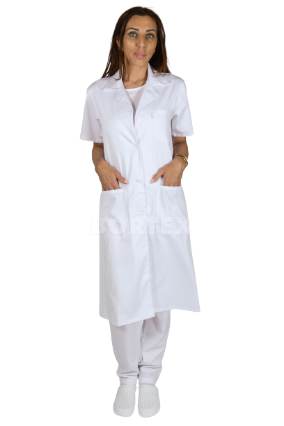 Plášť pracovný biely - dámsky (s krátkym rukávom) VYROBENÉ NA SLOVENSKU