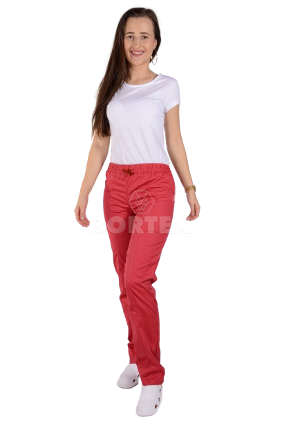 Nohavice na gumu Klara-dámske - marlboro červené  (100% bavlna) VYROBENÉ NA SLOVENSKU