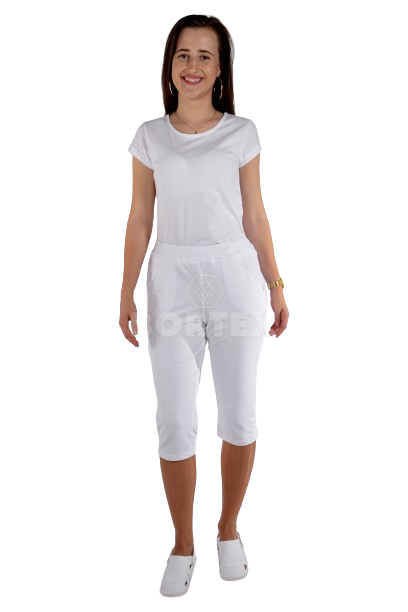 Tepláky Bortex 02 krátke  - biele - VYROBENÉ NA SLOVENSKU