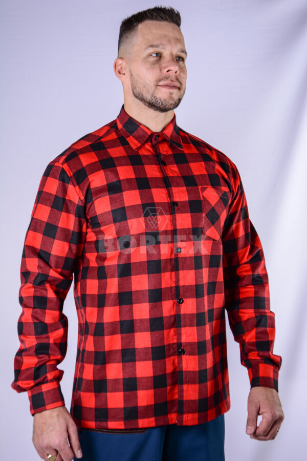 Košeľa flanelová - červená - veľkosť 46-48 - VYROBENÉ NA SLOVENSKU