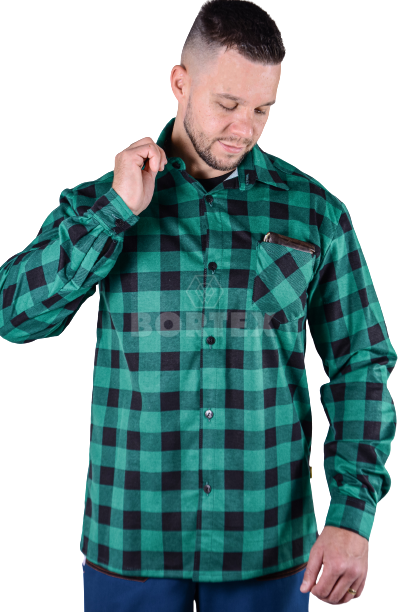 Košeľa flanelová - zelená - veľkosť 37-45 - VYROBENÉ NA SLOVENSKU