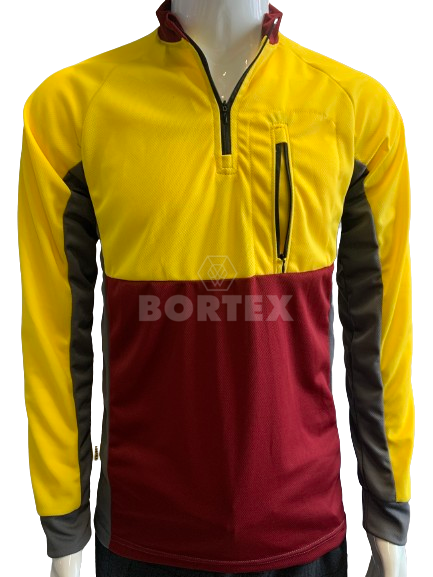 Tričko MATEJ - funkčné - žltá/bordová - dlhý rukáv - VYROBENÉ NA SLOVENSKU