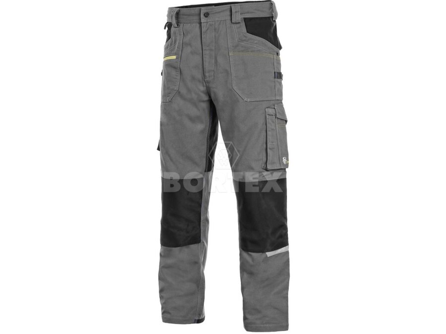 Nohavice pánske na pevný pás  CXS STRETCH - šedo - čierne