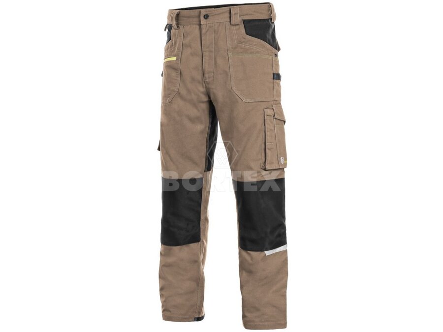 Nohavice pánske na pevný pás  CXS STRETCH - béžovo-čierne