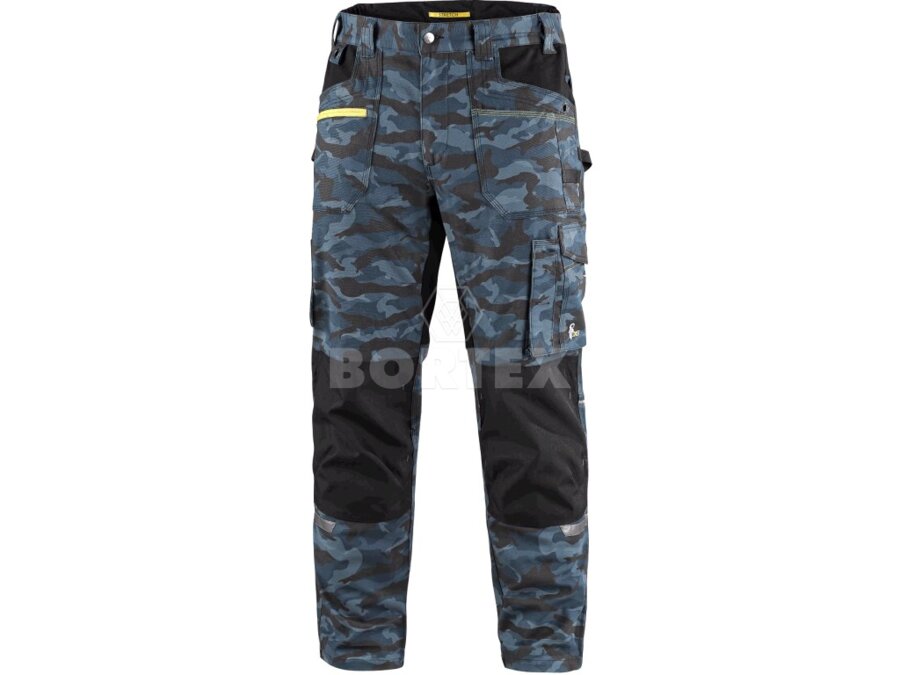 Nohavice pánske na pevný pás  CXS STRETCH - maskáčové modré
