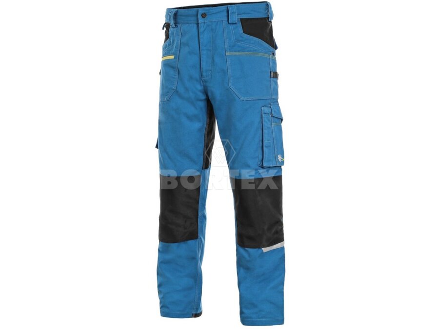 Nohavice pánske na pevný pás  CXS STRETCH - stredne modro-čierne