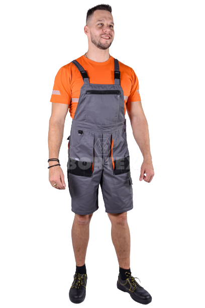 Pracovné kraťasy MAJSTER na traky - sivo-čierne - (zmesový materiál) - VYROBENÉ NA SLOVENSKU
