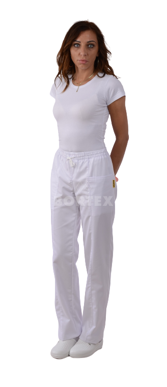 Nohavice na gumu Klara - dámske - biele (100% bavlna) VYROBENÉ NA SLOVENSKU