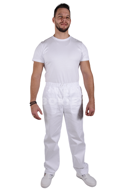 Nohavice na gumu MICHAL -  biele - VYROBENÉ NA SLOVENSKU