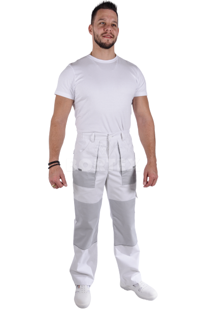 Nohavice pracovné MAJSTER pánske (zmesovka-65% PES a 35% Ba-výška 182) biele - VYROBENÉ NA SLOVENSKU