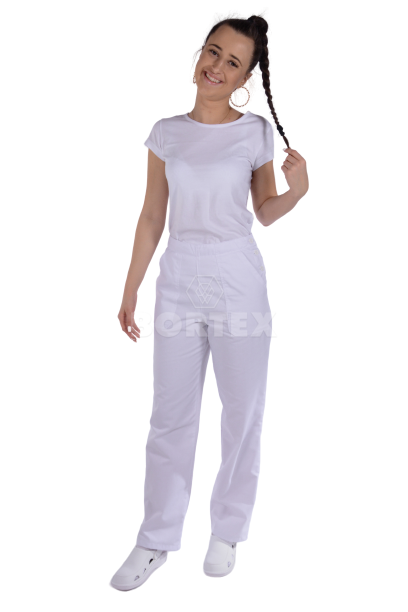 Nohavice na pevný pás - dámske - biele (100% bavlna) VYROBENÉ NA SLOVENSKU