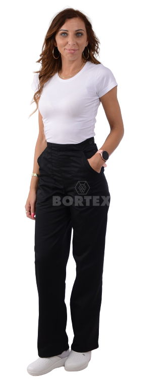 Nohavice na pevný pás-dámske - čierne (zmesový materiál) - VYROBENÉ NA SLOVENSKU