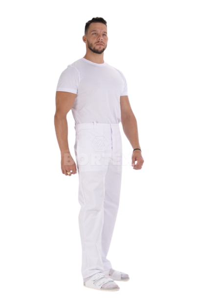 Nohavice na pevný pás biele (zmesový materiál) VYROBENÉ NA SLOVENSKU