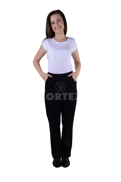 Nohavice na pevný pás (vzadu je všitá guma) - dámske - čierne (zmesový materiál) - VYROBENÉ NA SLOVENSKU