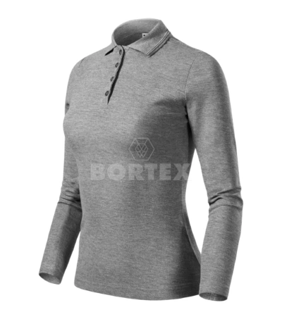 Polokošeľa dámska PIQUE POLO LS - MALFINI - tmavosivý melír