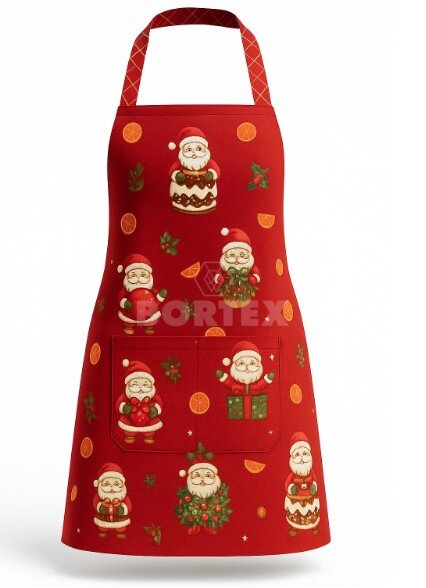 Vianočná zástera Kveta s prackou -  červená - VYROBENÉ NA SLOVENSKU