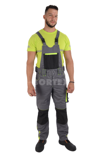 Pracovné nohavice na traky BORTEX  -  sivé - VYROBENÉ NA SLOVENSKU