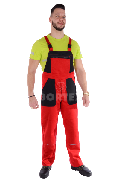 Nohavice trakové farebná kombinácia-pánske  (červená + čierna) výška 194 - VYROBENÉ NA SLOVENSKU