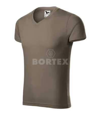 Tričko pánske - MALFINI - Slim Fit V-neck -  army