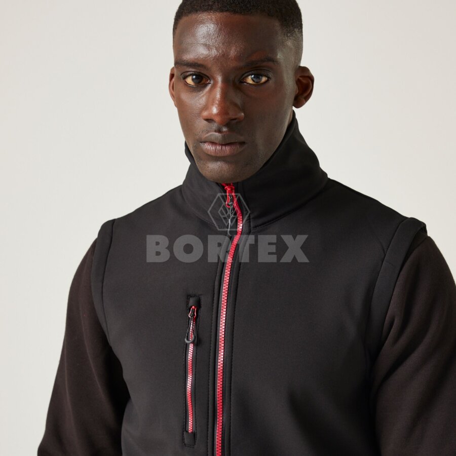 Pánska softshellová vesta NAVIGATE (2-vrstvová) - čierna+červená