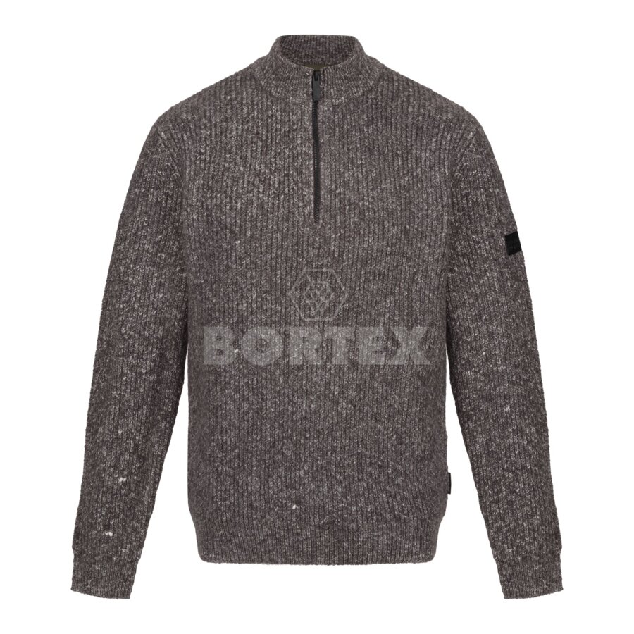 Pracovný pulóver SOLOMON ZIP-NECK KNITTED - dark grey marl