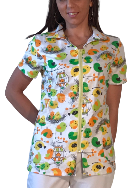 Košeľa dámska zdravotná BIBI, potlač detská 02-kuriatko - VYROBENÉ NA SLOVENSKU