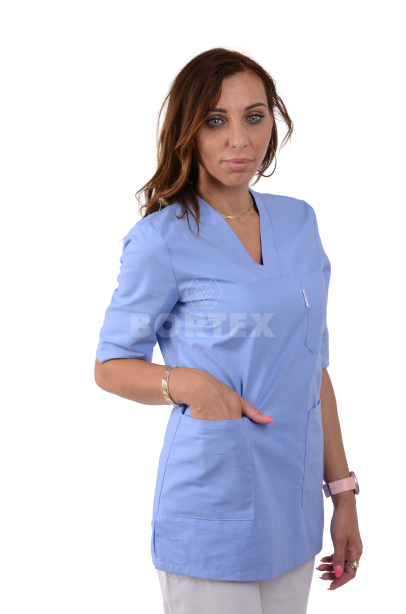 Košeľa chirurgická - dámska - modrá -  VYROBENÉ NA SLOVENSKU