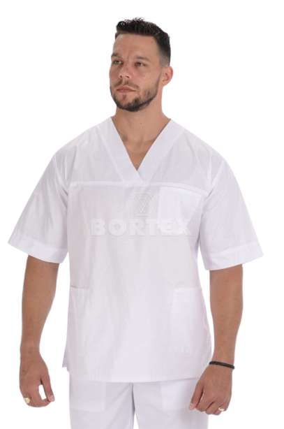 Košeľa chirurgická 02 - pánska - biela -  VYROBENÉ NA SLOVENSKU