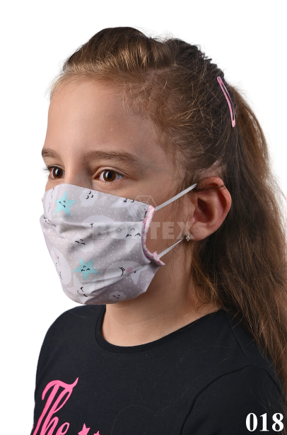 Rúško na tvár detské-BORT - pre dievča (dvojvrstvové-100% bavlna) 018 - VYROBENÉ NA SLOVENSKU