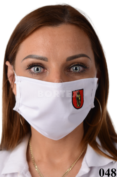 Rúško bavlnené na tvár B03-BORT (dvojvrstvové-100% bavlna) s výšivkou erb (PONÚKAME RÚŠKA S VÝŠIVKOU ERBU OBCÍ A MIEST) 048 - VYROBENÉ NA SLOVENSKU