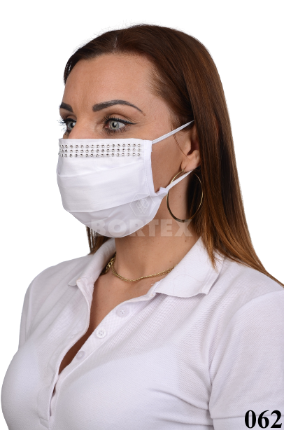 Ozdobné rúško  bavlnené na tvár B03-BORT (dvojvrstvové-100% bavlna) motív bižutéria (biele) 062 - VYROBENÉ NA SLOVENSKU