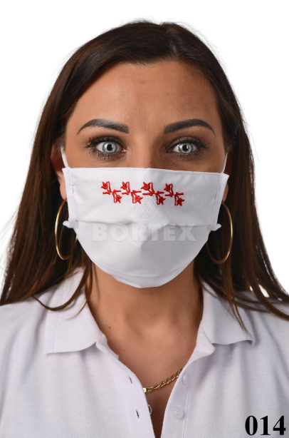 Rúško antibakteriálne na tvár-BORT,dvojvrstvové-1vrstva(100%bavlna), 1vrstva (100%polyester s iónmi striebra) s ozdobným ornamentom-výšivka (červené) 014 - VYROBENÉ NA SLOVENSKU