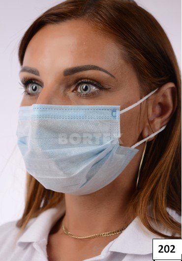 Jednorázové trojvrstvové certifikované rúško na tvár s gumičkou