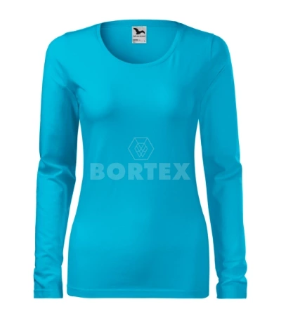 Tričko dámske SLIM (MALFINI) tyrkysové  (dlhý rukáv)