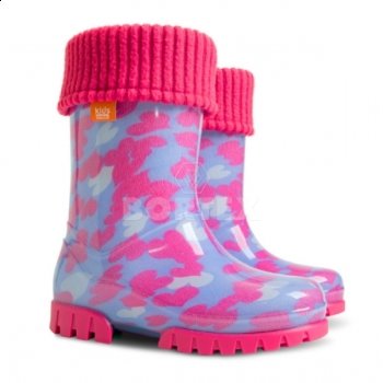 Detské zateplené gumáky - DEMAR TWISTER LUX PRINT (veľkosť 20-27) srdiečkové