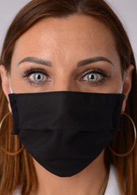 Rúško bavlnené na tvár-BORT (dvojvrstvové 100% bavlna-vrchná časť čiernej farby, spodná časť bielej farby) 049 - VYROBENÉ NA SLOVENSKU