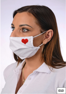 Rúško antibakteriálne na tvár-BORT,dvojvrstvové-1vrstva(100%bavlna), 1vrstva (100%polyester s iónmi striebra) so srdcom-výšivka 010 - VYROBENÉ NA SLOVENSKU