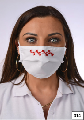 Rúško antibakteriálne na tvár-BORT,dvojvrstvové-1vrstva(100%bavlna), 1vrstva (100%polyester s iónmi striebra) s ozdobným ornamentom-výšivka (červené) 014 - VYROBENÉ NA SLOVENSKU